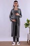 Adjustable Waist Elastic Long Robe Maternity Pajama Set Effortt - Smoked - 2
