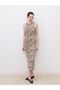 Soulife Brown Crew Neck Patterned Knitwear Dress