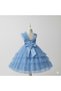 Girl's Blue One-Shoulder Bowknot Layered Tulle Dress - 2