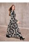 Lcwaikiki Classic Black High Neck Patterned Dress - 3