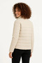 Women's Micro Water Repellent Quilted B Printed Lined Zippered Bomber Coat - Beige - 3