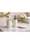 Marble Look Concrete 3-Piece Bathroom Wc Set Toothbrush Holder Liquid Soap Dispenser Presentation Tray - 2