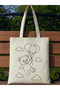 Cute Bear Painting Bag with Balloons (Paintable Cloth Bag) - 2