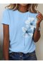 Colorful Design Flower Printed Oversize Circle Neck T-Shirt