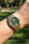 Women's Wristwatch |   Gold Color Steel Case, Steel Band, Green Dial - 2