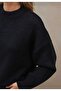 Black Crew Neck Oversized Knitwear Women's Sweater - 7