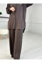 Sewn Detailed Sports Suit Brown - 4