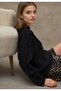 Black Crew Neck Oversized Knitwear Women's Sweater
