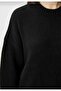 Black Crew Neck Oversized Knitwear Women's Sweater - 6