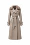 Double-Breasted Cashmere Mid-Length Coat with Fur Collar - Old Money Style