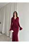 Rare belt detail long dress burgundy - 2