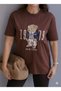 Brown T-Shirt with Teddy Embroidery Detail - 2