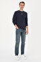 Men's Regular Fit Crew Neck Navy Blue Sweatshirt 50308649-Vr033 - 4