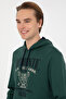Men's Regular Fit Hooded Dark Green Sweatshirt 50309008-Vr079 - 2