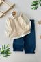 My Little One's Baby Girl 3-Piece Set with Daisy Appliqué Knitwear and Sequined Sweater - Beige - 2