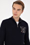 Men's Slim Fit Half-Zip Navy Blue Sweater 50314155-Vr033 - 2