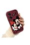 Tecno Spark 10 Pro Compatible Impact Protection Lens Protection Claret Red Silicone Case Mickey Mouse Pattern - 3