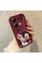 Redmi Note 13 Pro 4g Compatible Impact Protection Lens Protection Claret Red Silicone Case Mickey Mouse Pattern - 4