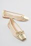 Women's Ballet Flats with Mesh Detail and Bow, Siluna Gold