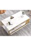 Modern Rectangular Coffee Table with Display Shelf, Durable White Surface and Wooden Structure, Mult - 3