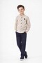 Mandarin Collar Linen Shirt and Belted Trousers Boy's Set