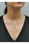 Steel gold green stone y necklace - 25-clkk136