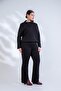 Plus Size Women's Trousers with Leg Detail in Black - 2