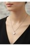 Steel Silver Marble Stone Necklace - 25-Clkk54