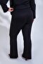 Plus Size Women's Trousers with Leg Detail in Black - 6