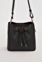 Black Drawstring Closure Detailed Shoulder Bag