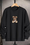Unisex Winter Cotton the Best Bear Printed Regular Crew Neck Sweatshirt