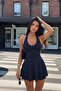 Halter Neck Front Double Layered Dress with Shorts Jt9345 - 4