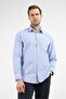 Blue-White Checkered Pattern Hard Collar Long Sleeve Pocket Comfort Fit Cotton Shirt 1004255207