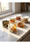 6-Piece Vacuum Lid Line Patterned Glass Stylish Breakfast Storage Container White Lid Transparent Design 365 ml - 2