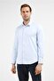 Blue Hard Collar Long Sleeve Pocketless Slim Fit Cotton Shirt 1004255228