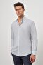 Men's White Long Sleeve Perfectto Bottom-Bordered Collar Cotton Slim Fit Shirt 1004240259