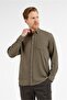 Khaki Buttoned Collar Pocket Long Sleeve Slim Fit 100% Cotton Shirt 1004255213