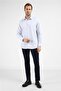White-Blue Striped Pattern Hard Collar Long Sleeve Pocket Comfort Fit Cotton Shirt 1004255275 - 2