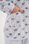 Women's Blue Floral Patterned Buttoned Long Sleeve Plus Size Dressing Gown Pajama Set - 7