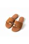 Tan Suede Genuine Leather Buckle-Strap Flip-Flops for Women, Stylish and Comfortable Slippers - 2