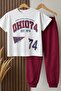 Boy's Burgundy Printed Cotton Jogger Pants Underwear Set - 3