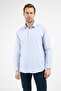 Blue-White Striped Pattern Hard Collar Long Sleeve Pocket Comfort Fit Cotton Shirt 1004255277