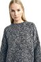 Women's Crew Neck Oversize Knitwear Sweater - Anthracite/Melange - 3