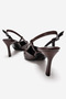 Women's Pointed Toe Open Back Short Brown Patent Leather Heeled Shoes Cone - 4