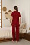 Burgundy Bowed Cotton Pajama Set - 3