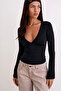 V-Neck Stretchy Long Sleeve Top Blouse