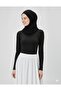 Black Crew Neck Slim Fit Cotton Basic Long Sleeve Blouse Oversized Hijab Body Hzlrbnbisdüz51Tbody - 3