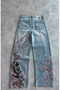Knight Patterned Baggy Unisex Jeans - 6