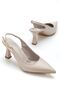 Women's Beige Skin-Color Open-Back Pointed Thin Heeled Shoes - 3