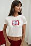 Regular Fit Crew Neck 100% Cotton Crop T-Shirt with Print Detail - 7